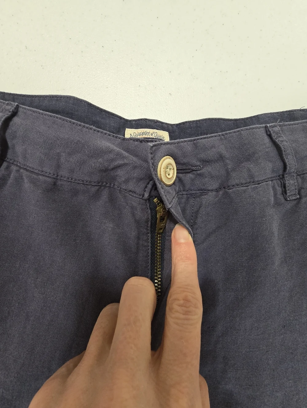 Faherty Shorts Men 34 Navy Blue Linen Cotton Blend Flat Front Casual Summer